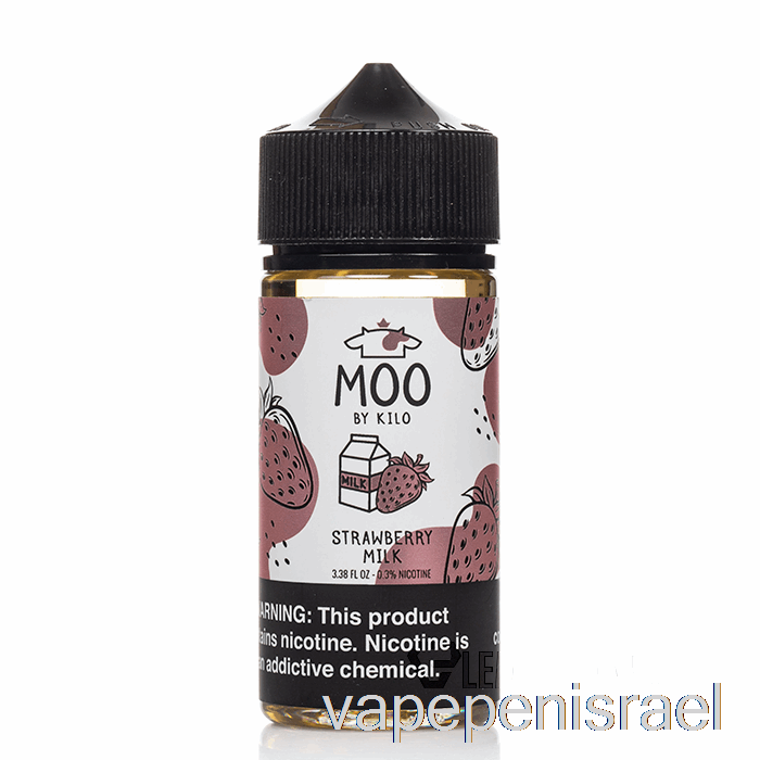חד פעמי Vape ישראל חלב תותים - Moo E-liquids - 100 מ"ל 0 מ"ג